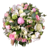 Bouquet de deuil blan rose pastel