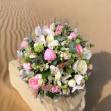 Bouquet de deuil blan rose pastel